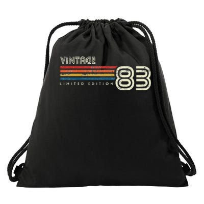 Vintage 1983 Chest Stripe 40 Birthday Drawstring Bag