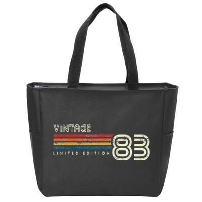 Vintage 1983 Chest Stripe 40 Birthday Zip Tote Bag