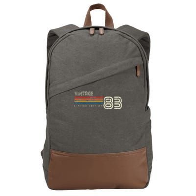 Vintage 1983 Chest Stripe 40 Birthday Cotton Canvas Backpack