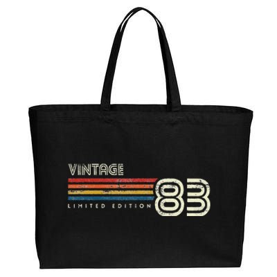 Vintage 1983 Chest Stripe 40 Birthday Cotton Canvas Jumbo Tote