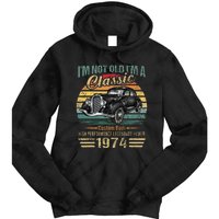 Vintage 1974 Classic Car 50 Year Old 50th Birthday Tie Dye Hoodie