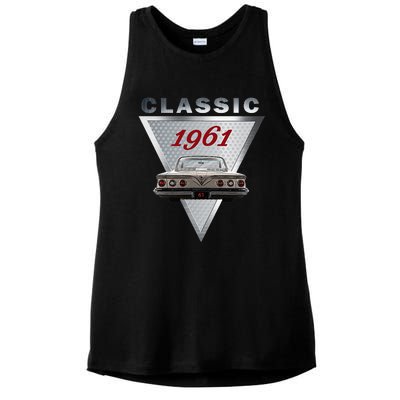 Vintage 1961 Classic Car Art Triple Tail Lights 60s Cars Ladies PosiCharge Tri-Blend Wicking Tank