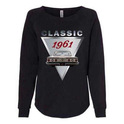 Vintage 1961 Classic Car Art Triple Tail Lights 60s Cars Womens California Wash Sweatshirt