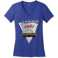 Vintage 1961 Classic Car Art Triple Tail Lights 60s Cars Women's V-Neck T-Shirt