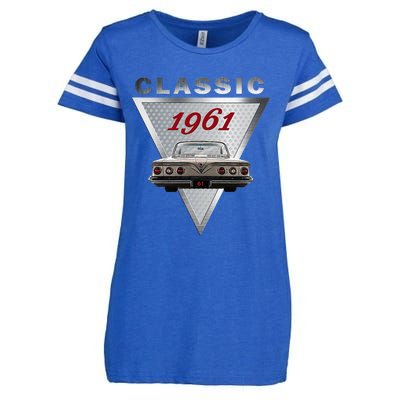 Vintage 1961 Classic Car Art Triple Tail Lights 60s Cars Enza Ladies Jersey Football T-Shirt