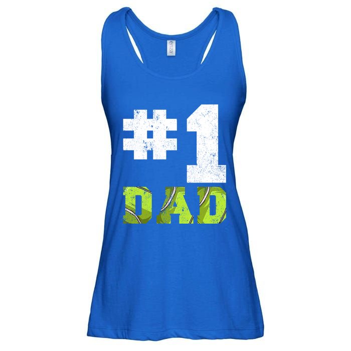 Vintage #1 Dad Number One Tennis Dad Fathers Day Gift Ladies Essential Flowy Tank