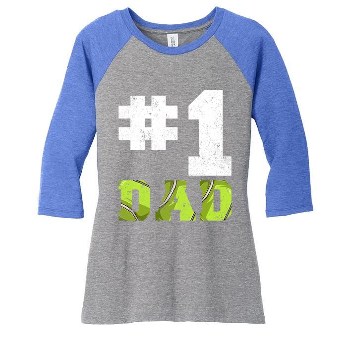 Vintage #1 Dad Number One Tennis Dad Fathers Day Gift Women's Tri-Blend 3/4-Sleeve Raglan Shirt