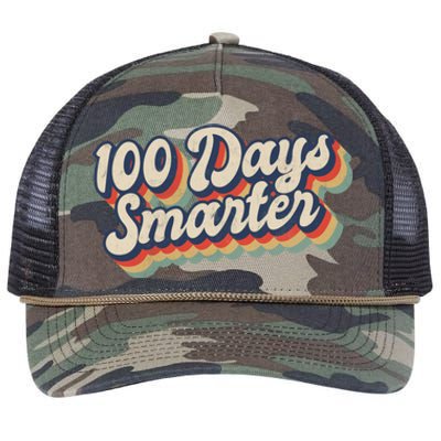 Vintage 100 Days Smarter Teacher Student 100th Day Of School Gift Retro Rope Trucker Hat Cap