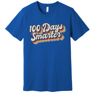 Vintage 100 Days Smarter Teacher Student 100th Day Of School Gift Premium T-Shirt