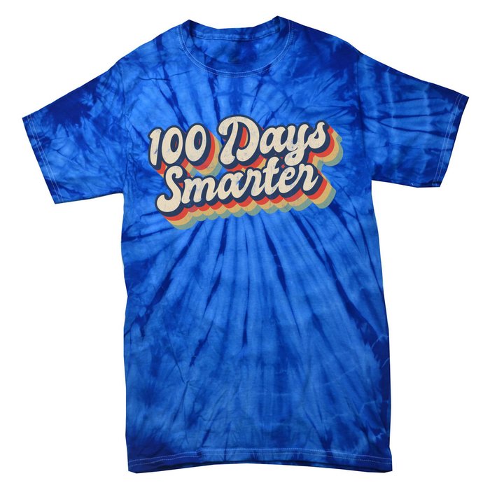 Vintage 100 Days Smarter Teacher Student 100th Day Of School Gift Tie-Dye T-Shirt