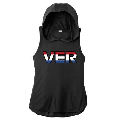 VER 1 Dutch Flag Ladies PosiCharge Tri-Blend Wicking Draft Hoodie Tank