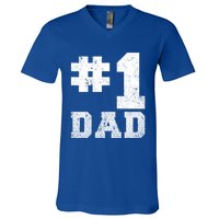 Vintage #1 Dad Number One Golf Dad Fathers Day Gift V-Neck T-Shirt