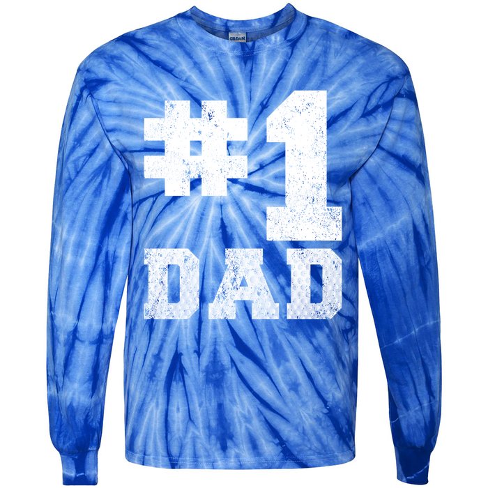 Vintage #1 Dad Number One Golf Dad Fathers Day Gift Tie-Dye Long Sleeve Shirt