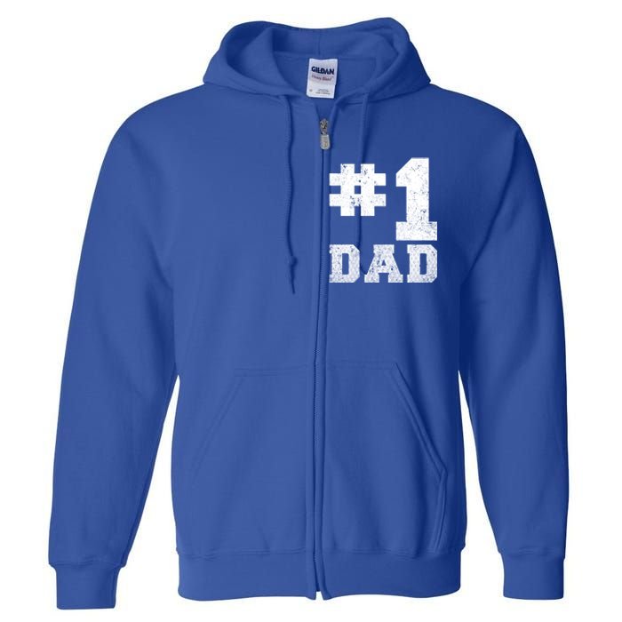 Vintage #1 Dad Number One Golf Dad Fathers Day Gift Full Zip Hoodie