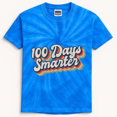 Vintage 100 Days Smarter Teacher Student 100th Day Of School Gift Kids Tie-Dye T-Shirt