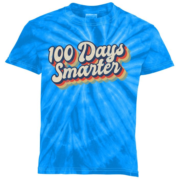 Vintage 100 Days Smarter Teacher Student 100th Day Of School Gift Kids Tie-Dye T-Shirt