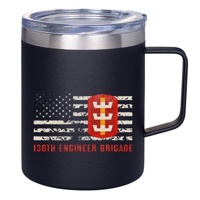 Vintage 130th Engineer Usa Brigade Usa Flag 12oz Stainless Steel Coffee Mug