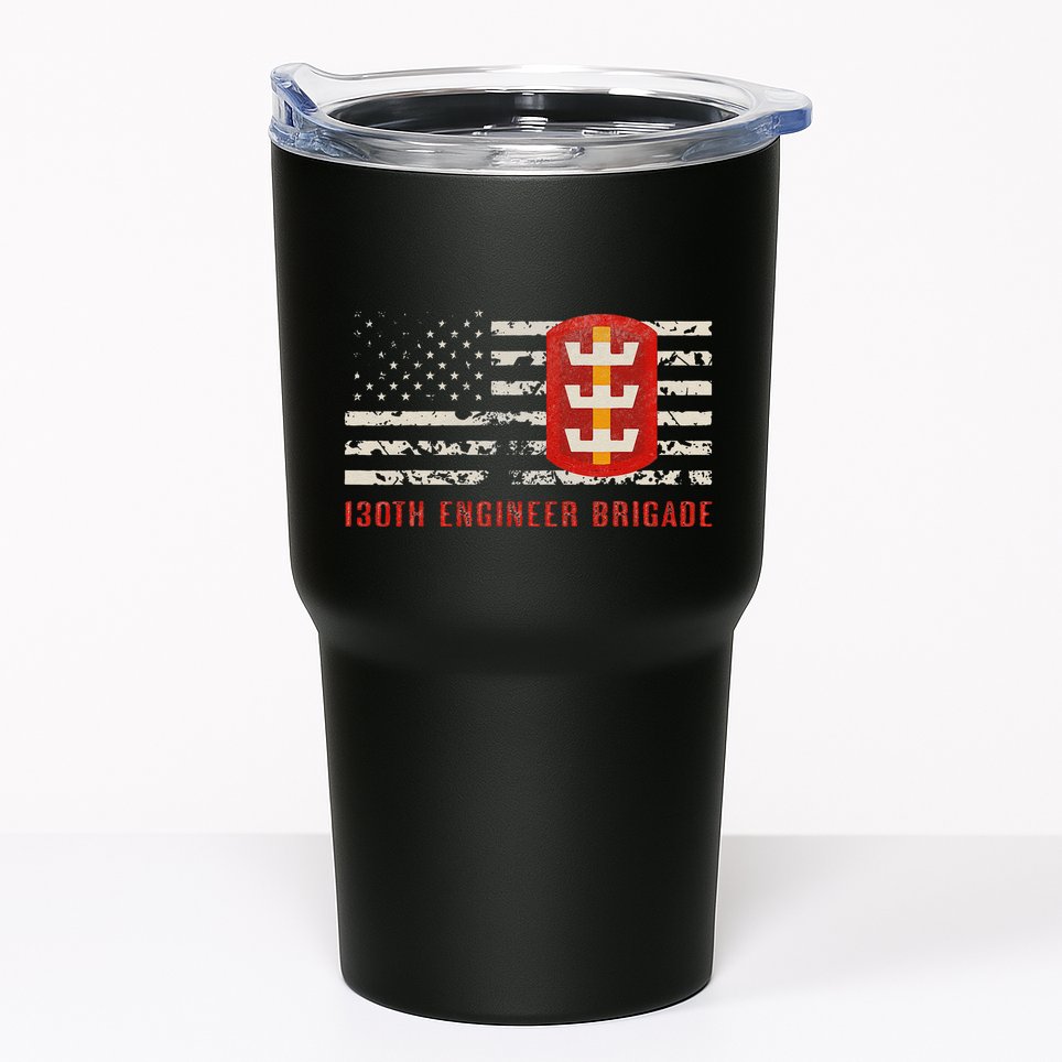 Vintage 130th Engineer Usa Brigade Usa Flag Tumbler