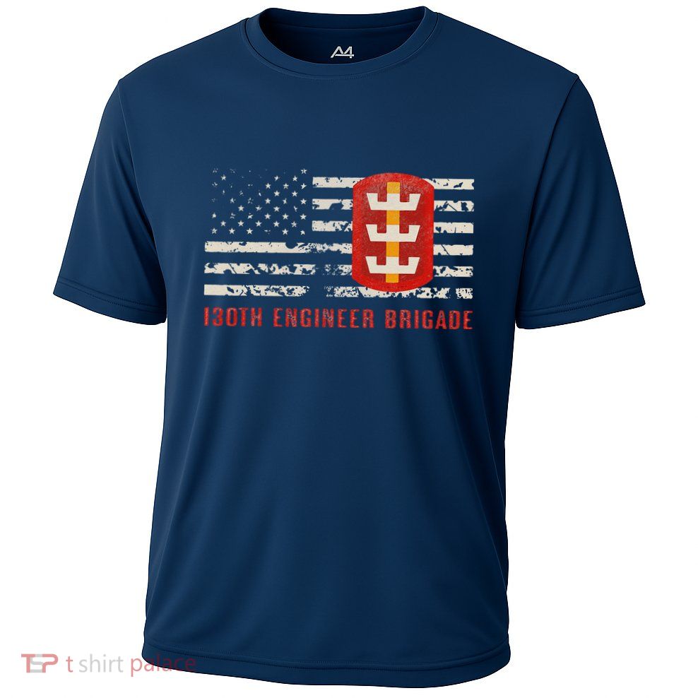 Vintage 130th Engineer Usa Brigade Usa Flag Performance Shirt