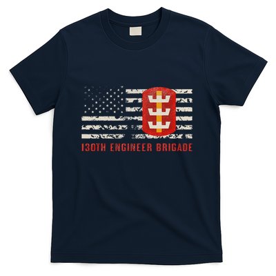 Vintage 130th Engineer Usa Brigade Usa Flag T-Shirt