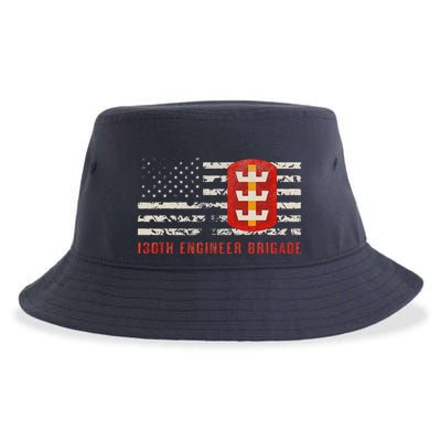 Vintage 130th Engineer Usa Brigade Usa Flag Sustainable Bucket Hat