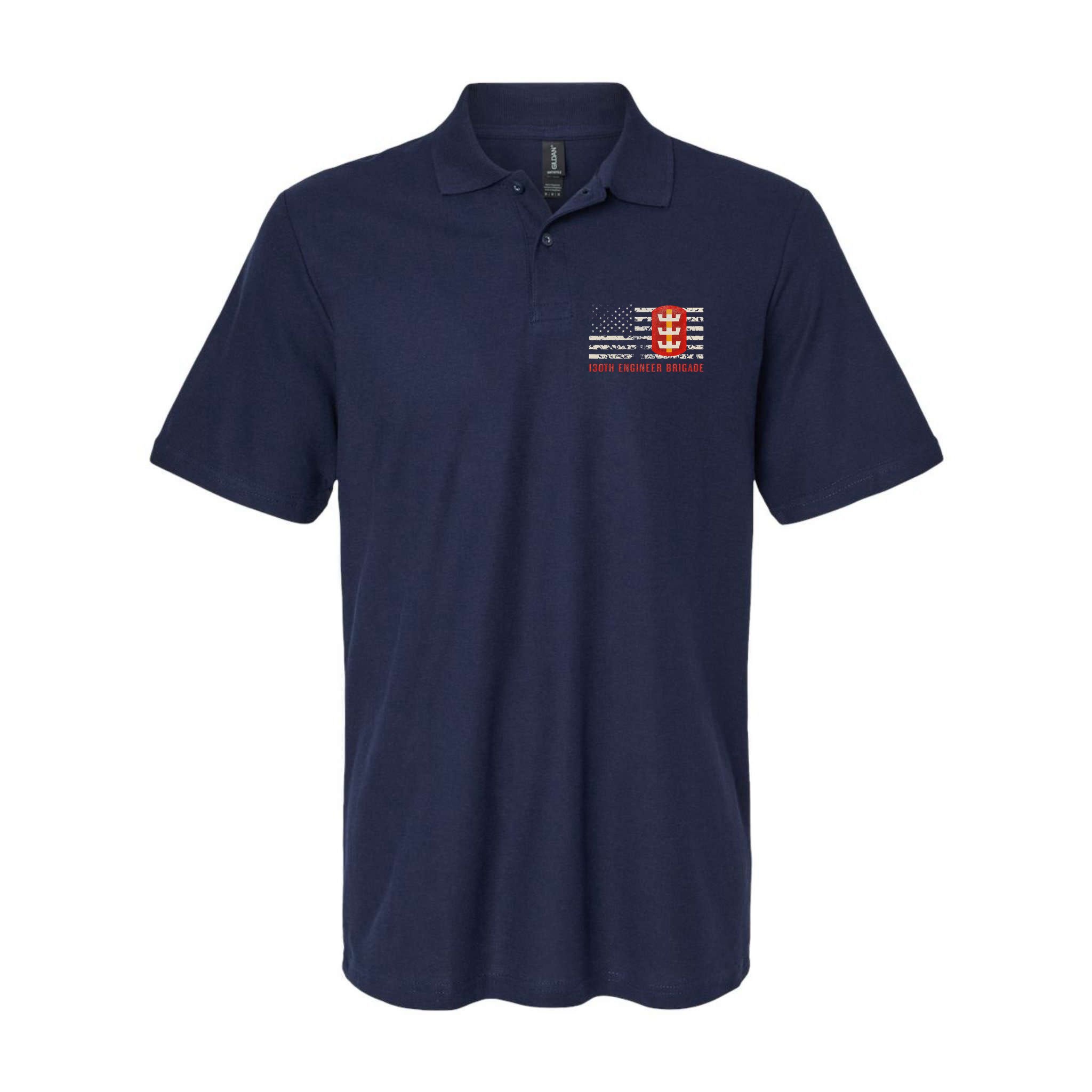 Vintage 130th Engineer Usa Brigade Usa Flag Polo