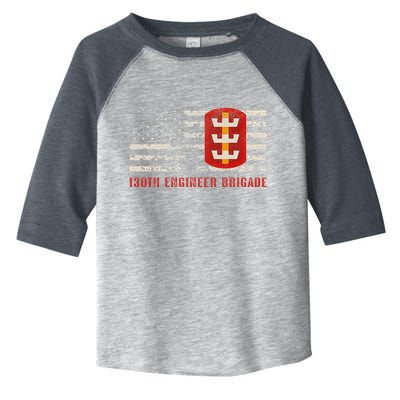 Vintage 130th Engineer Usa Brigade Usa Flag Toddler Fine Jersey T-Shirt