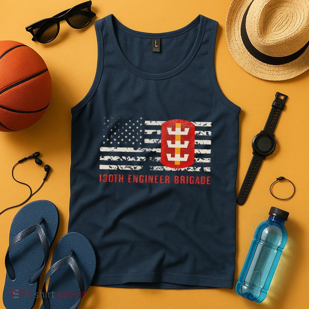 Vintage 130th Engineer Usa Brigade Usa Flag Tank Top
