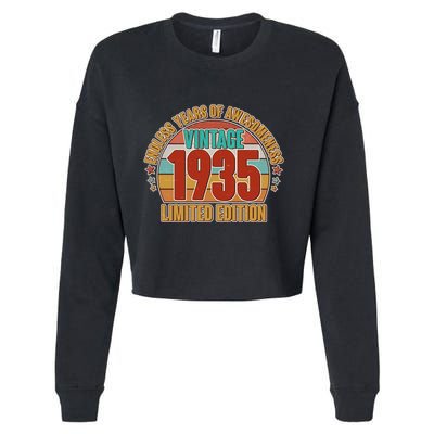 Vintage 1935 Endless Years Of Awesomeness Limited Edition 90th Birthday Cropped Pullover Crew