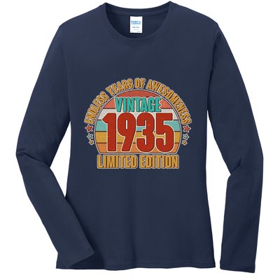 Vintage 1935 Endless Years Of Awesomeness Limited Edition 90th Birthday Ladies Long Sleeve Shirt
