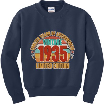 Vintage 1935 Endless Years Of Awesomeness Limited Edition 90th Birthday Kids Sweatshirt