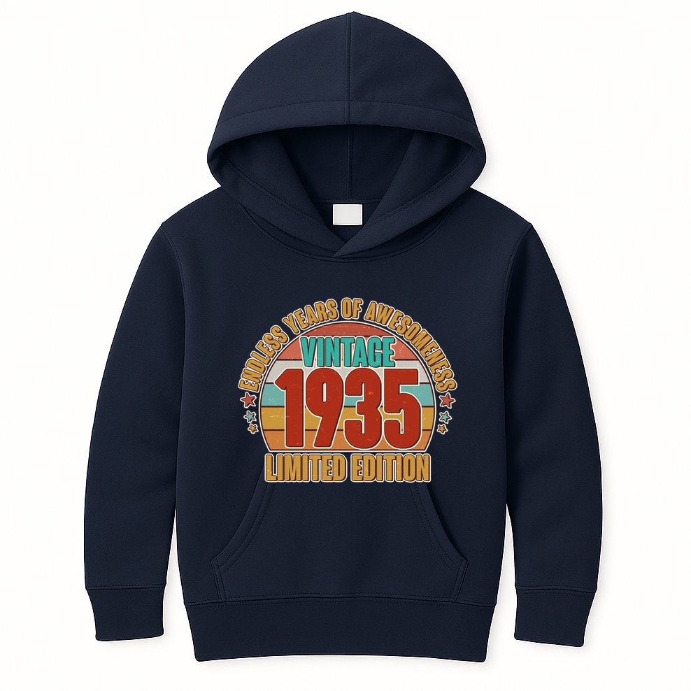 Vintage 1935 Endless Years Of Awesomeness Limited Edition 90th Birthday Kids Hoodie