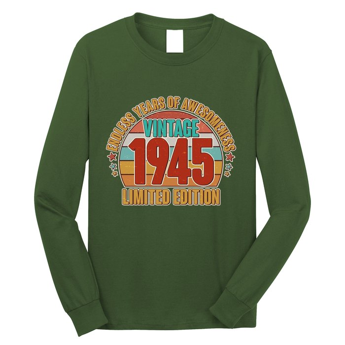 Vintage 1945 Endless Years Of Awesomeness Limited Edition 80th Birthday Long Sleeve Shirt