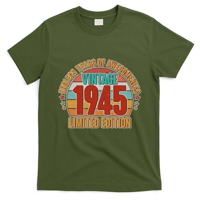 Vintage 1945 Endless Years Of Awesomeness Limited Edition 80th Birthday T-Shirt