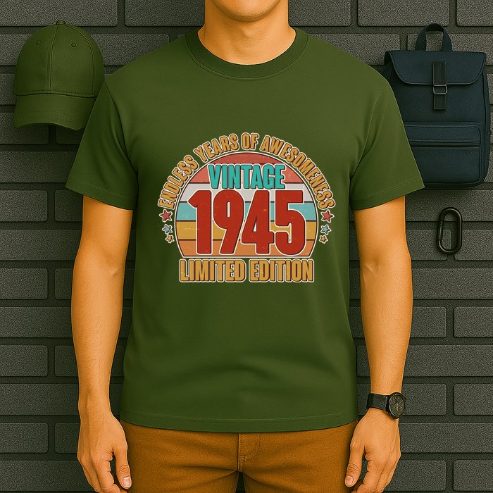 Vintage 1945 Endless Years Of Awesomeness Limited Edition 80th Birthday T-Shirt