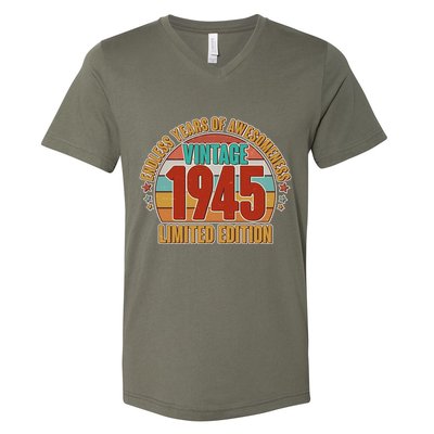 Vintage 1945 Endless Years Of Awesomeness Limited Edition 80th Birthday V-Neck T-Shirt