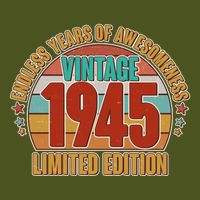 Vintage 1945 Endless Years Of Awesomeness Limited Edition 80th Birthday Backpack