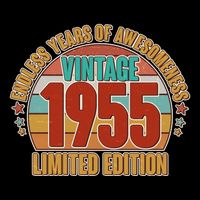 Vintage 1955 Endless Years Of Awesomeness Limited Edition 70th Birthday Drawstring Bag