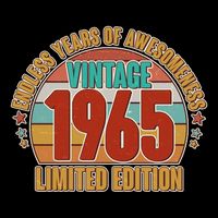 Vintage 1965 Endless Years Of Awesomeness Limited Edition 60th Birthday Drawstring Bag