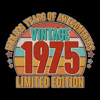 Vintage 1975 Endless Years Of Awesomeness Limited Edition 50th Birthday Flatbill Hat