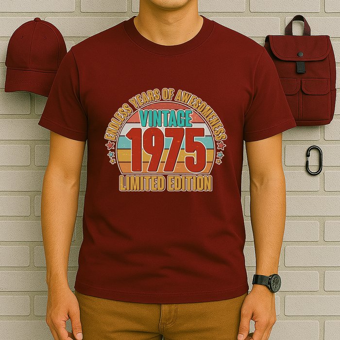 Vintage 1975 Endless Years Of Awesomeness Limited Edition 50th Birthday T-Shirt