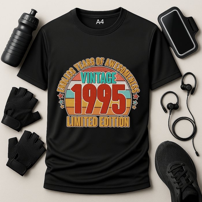 Vintage 1995 Endless Years Of Awesomeness Limited Edition 30th Birthday Cooling Performance Crew T-Shirt
