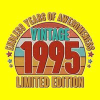 Vintage 1995 Endless Years Of Awesomeness Limited Edition 30th Birthday Long Sleeve Shirt