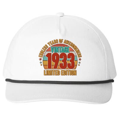 Vintage 1933 Endless Years Of Awesomeness Limited Edition 90th Birthday Snapback Five-Panel Rope Hat