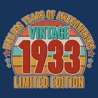 Vintage 1933 Endless Years Of Awesomeness Limited Edition 90th Birthday Drawstring Bag