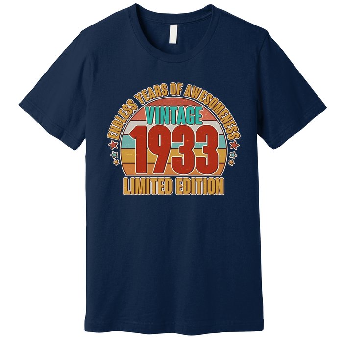 Vintage 1933 Endless Years Of Awesomeness Limited Edition 90th Birthday Premium T-Shirt