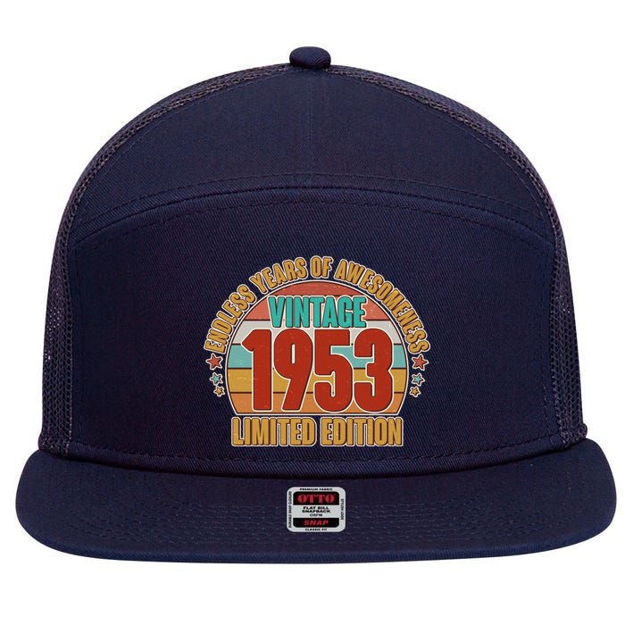 Vintage 1953 Endless Years Of Awesomeness Limited Edition 70th Birthday 7 Panel Mesh Trucker Snapback Hat