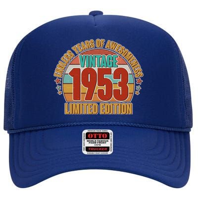 Vintage 1953 Endless Years Of Awesomeness Limited Edition 70th Birthday High Crown Mesh Back Trucker Hat