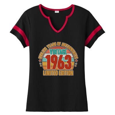 Vintage 1963 Endless Years Of Awesomeness Limited Edition 60th Birthday Ladies Halftime Notch Neck Tee