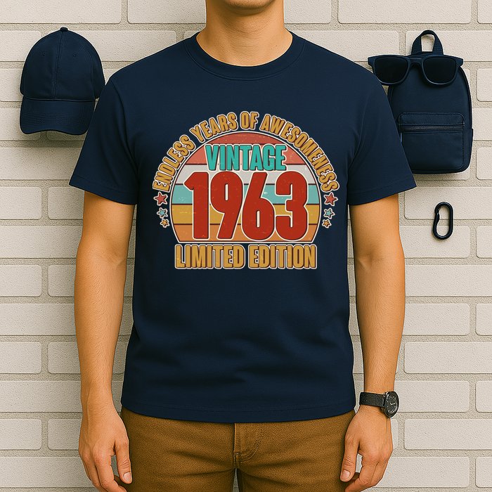 Vintage 1963 Endless Years Of Awesomeness Limited Edition 60th Birthday T-Shirt